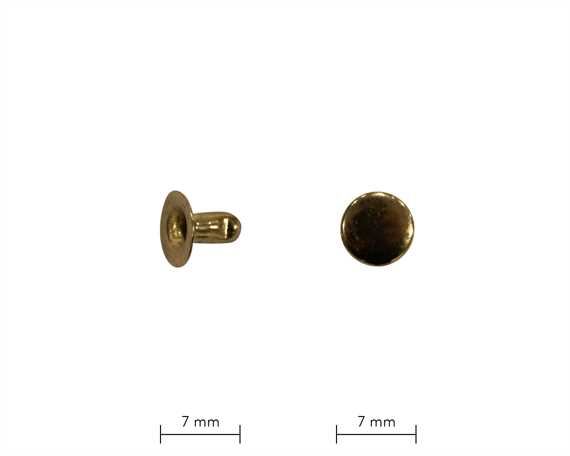RIVET 2-PART TUBULAR GILT 7MM STEM SINGLE CAP DM PER 500