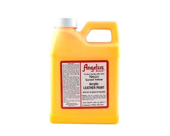 ANGELUS NEON PAINT SUNSET YELLOW (1 PINT) 473ML USE ON LEATHER, VINYL OR FABRIC