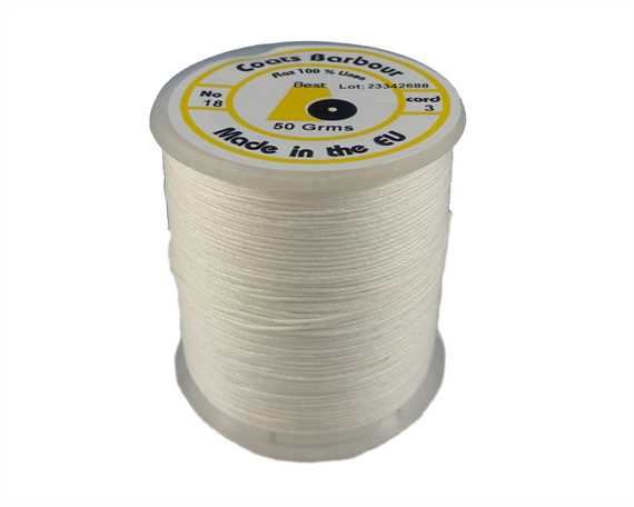 THREAD LINEN 3 CORD #18 WHITE 50GM SPOOL