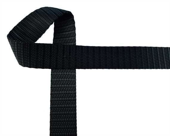 WEBBING POLYESTER HEAVY BLACK 20MM (PER L/MTR)