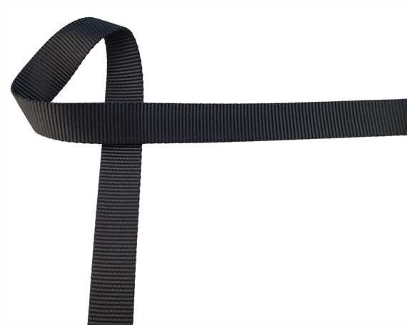 WEBBING POLYESTER HEAVY BLACK 25MM (PER L/MTR)