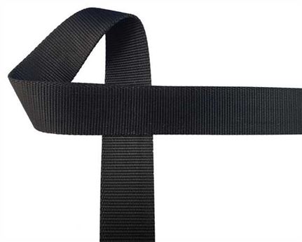WEBBING POLYESTER HEAVY STIFF BLACK 50MM (PER L/MTR)
