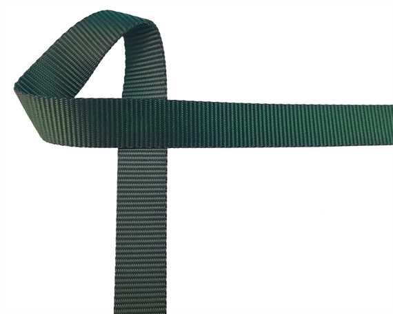 WEBBING POLYESTER HEAVY BOTTLE GREEN #102 25MM (PER L/MTR)