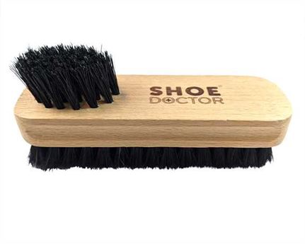 SHOE DOCTOR SHOE BRUSH TWIN TUFFTED BLACK COLOUR BRISTLE with WOODEN HANDLE 