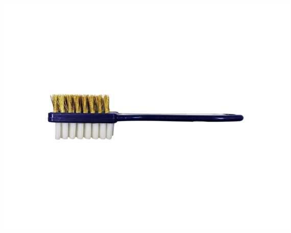 SHOE DOCTOR SHOE BRUSH SUEDE & NUBUCK CREPE/WIRE with BLUE PLASTIC HANDLE