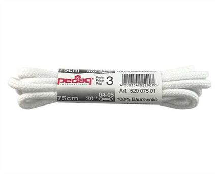 PEDAG LACES 75CM CORDED WHITE