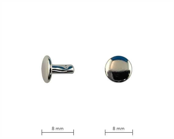 RIVET 2-PART TUBULAR NICKEL 8MM STEM DOUBLE CAP, PKT 100 CRAFTER BRAND