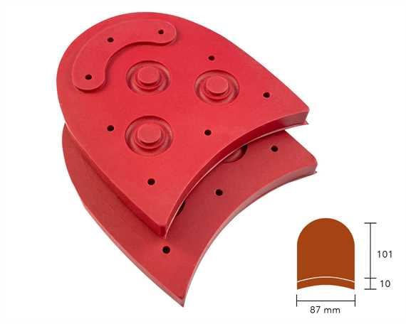 SOVEREIGN STUDDED RUBBER HEEL 3 1/2" RED