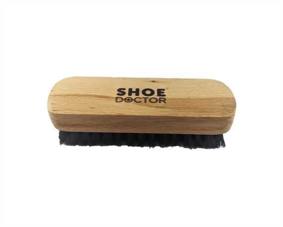 SHOE DOCTOR SHOE BRUSH STANDARD BLACK HOG BRISTLE with WOODEN HANDLE 