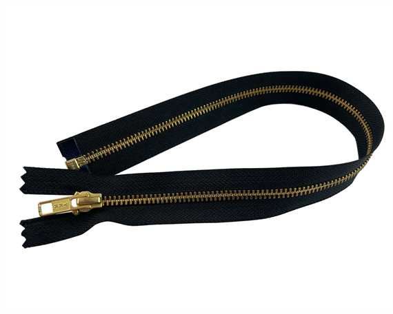 ZIP OPEN END #5 BRASS BLACK TAPE 60 CM