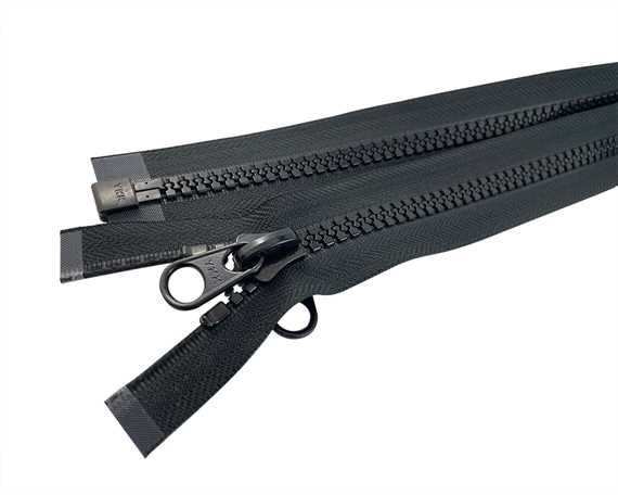 ZIP OPEN END #10 VISLON H'DUTY BLACK 100 CM.DOUBLE SIDE RUNNER