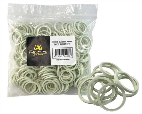  SADDLE DOCTOR RUBBER BAND FOR MANES WHITE (PACKET 500)
