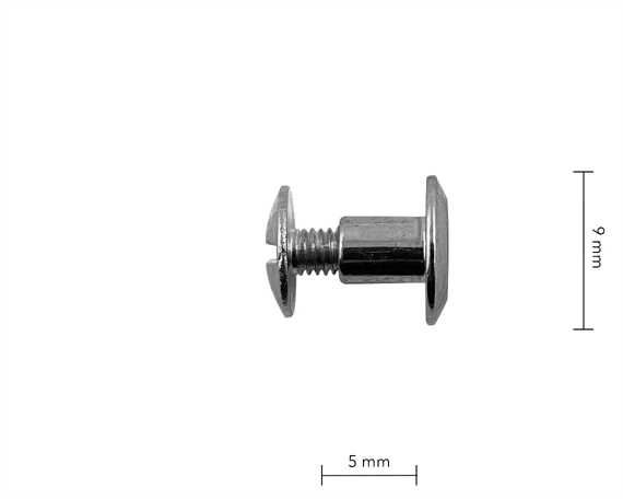 SCREW CHICAGO BEVELLED HEAD NICKEL PLATE 6mm Stem 9mm Diameter