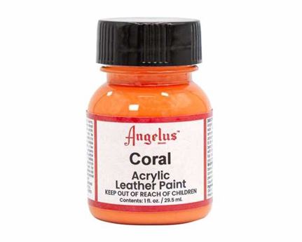 ANGELUS ACRYLIC PAINT CORAL #277 29ML USE ON LEATHER, VINYL OR FABRIC