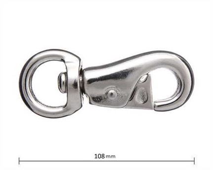 SNAP SWIVEL ROUND EYE 25MM HEAVY NICKEL PLATE 108MM LONG