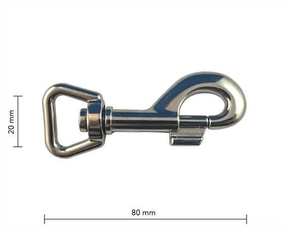 SNAP SWIVEL SQUARE EYE 20MM NICKEL PLATE 80MM LONG