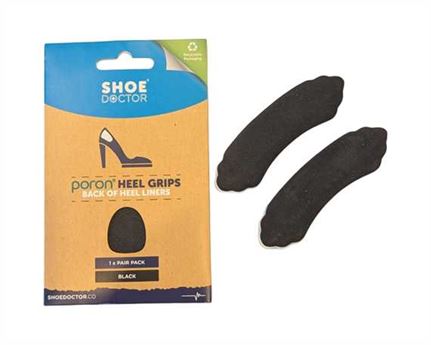  SHOE DOCTOR PORON® HEEL GRIPS CUSHIONS BLACK (1 PR PACK)