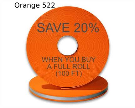 BioThane® BETA® REFLECTIVE (3/4") 19MM FLURO ORANGE OR522 (PER L/FT)
