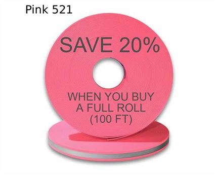 BioThane« BETA« REFLECTIVE (1") 25MM FLURO PINK PK521 (PER L/FT)