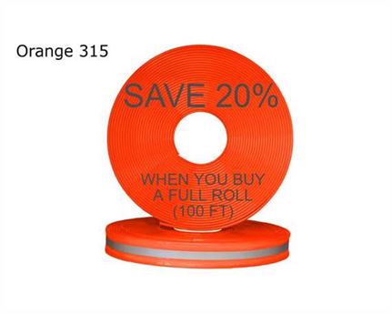 BioThane® REFLECTIVE BEADED GOLD  STANDARD (1 1/2") 38MM ORANGE OR315 (PER L/FT)