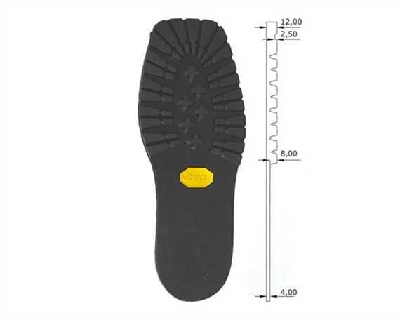 Vibram 1100 Montagna Sole Without Heel, Black, 41/42