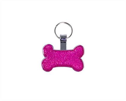 Bone Dark Pink Glitter Pegasus Pet Tag