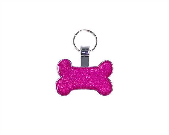 Bone Dark Pink Glitter Pegasus Pet Tag