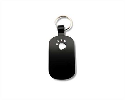 Black with White Paw Print Pegasus Pet Tag