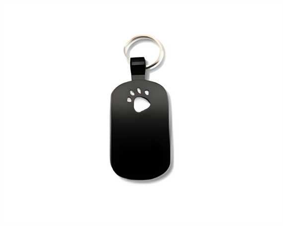 Black with White Paw Print Pegasus Pet Tag
