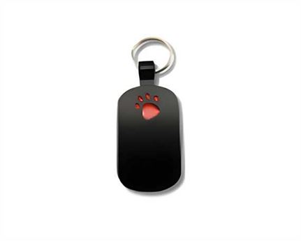 Black with Red Paw Print Pegasus Pet Tag