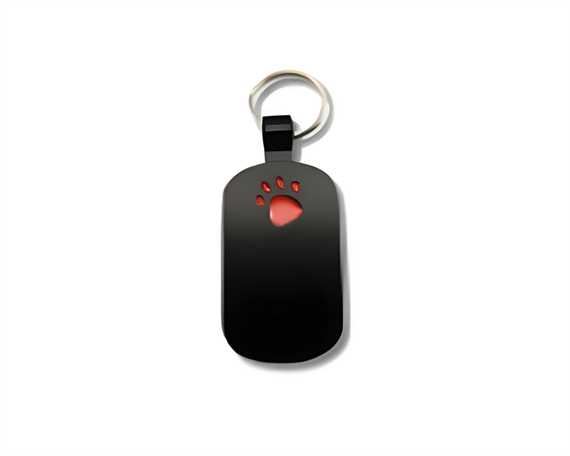 Black with Red Paw Print Pegasus Pet Tag