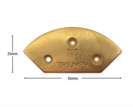BOULEVARD TRIUMPH 1.5mm THICK BRASS PLATED TOE PLATES 55mm X 25mm (pair)