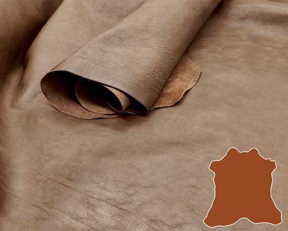 CALF HIDES WAXY DARK TAN LEATHER