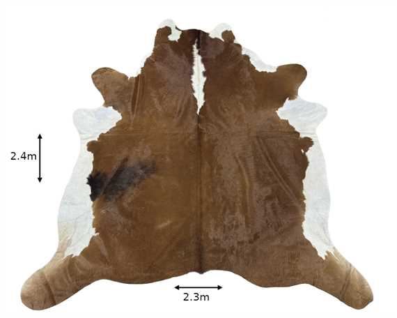 COWHIDE TOP QUALITY NATURAL COLOUR BROWN & WHITE (rug pictured sent)