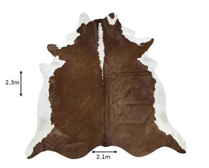 COWHIDE TOP QUALITY NATURAL COLOUR BROWN & WHITE (rug pictured sent)