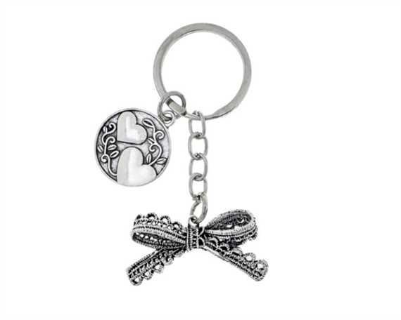 Bow & Heart Charm Keyring